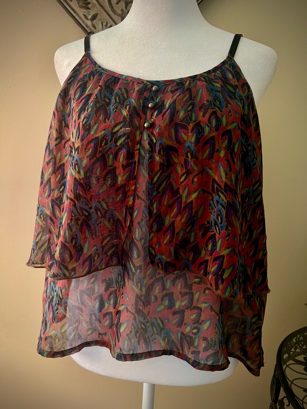 Aerie sheer Tiered Cami Top Womens Size L
